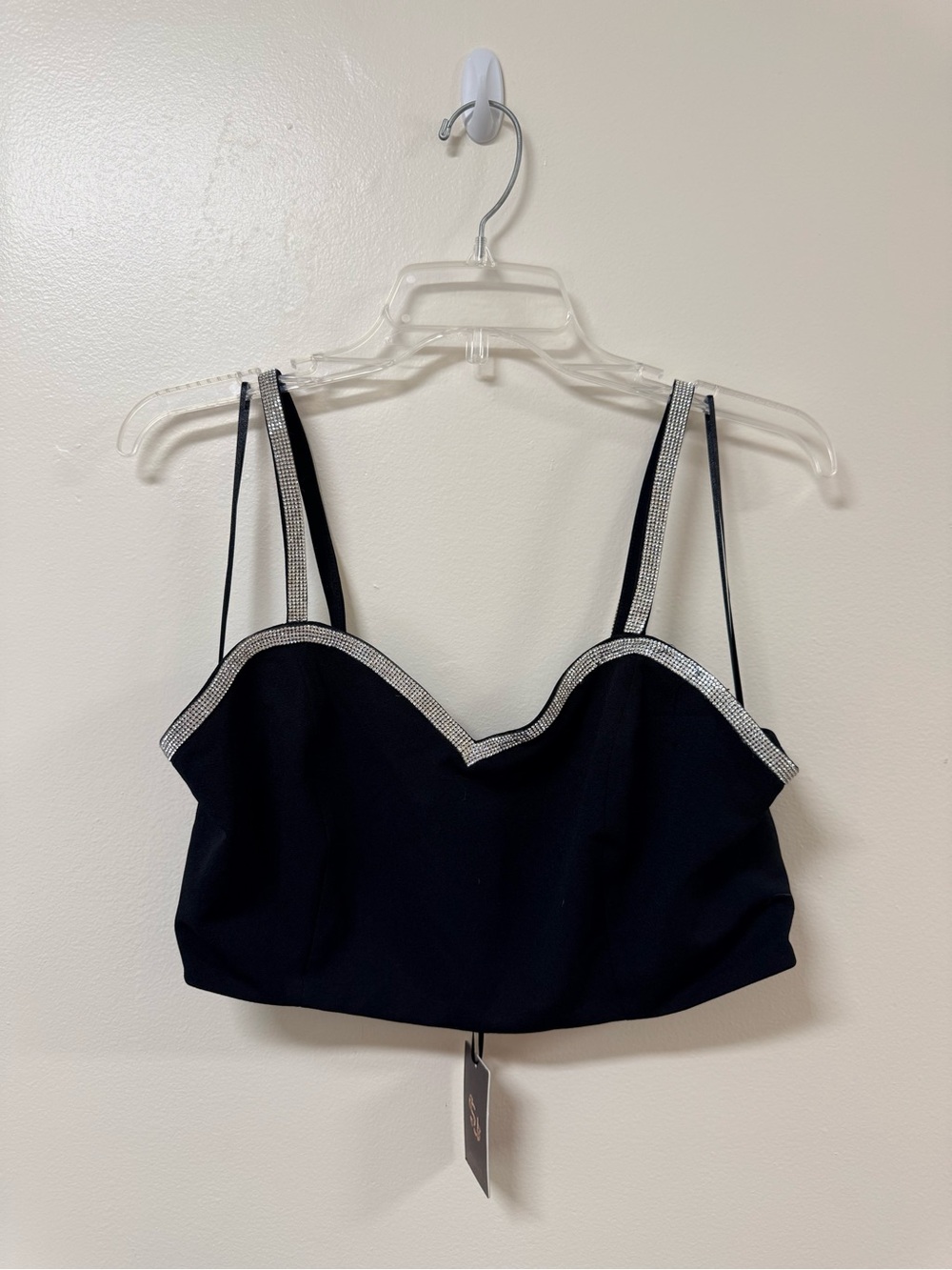 Sincerely Jules Black Crop Bralette with Rhinestone Trim